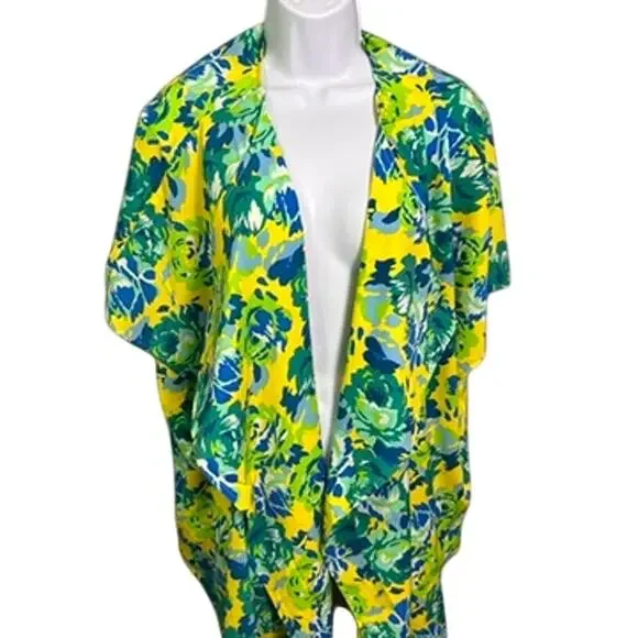 NWT Christian Siriano Kimono Womens 2X/3X Tropical Coastal Grandma Resortwear - Picture 2 of 4